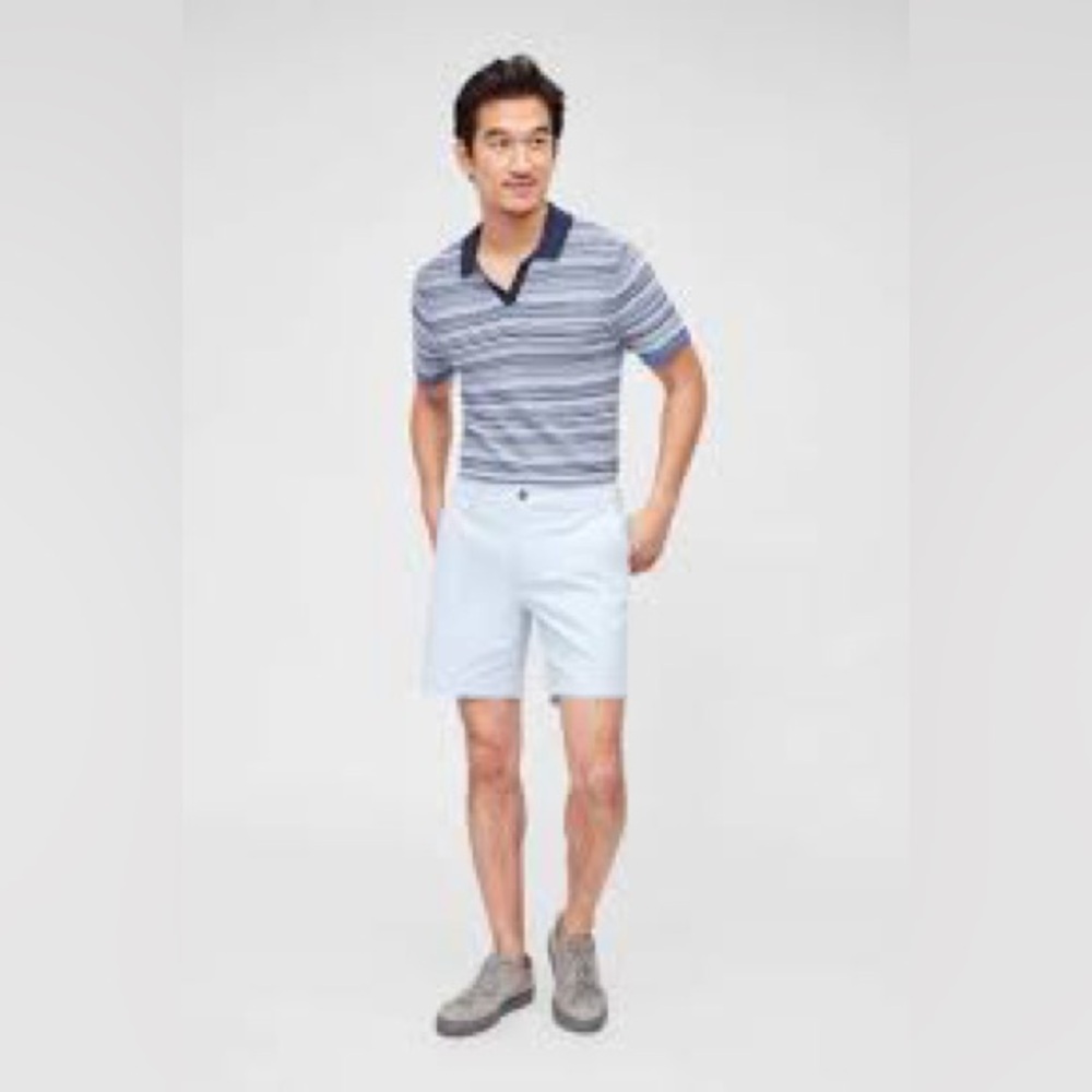 Bonobos Cotton Cashmere Johnny Collar Polo, Harbour Blue Stripe, Size XL